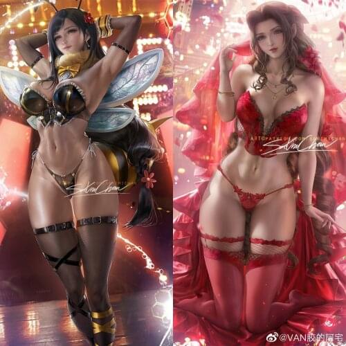 Customized Tifa Final Fantasy VII remake version Cosplays Fan art Bear Tifa Lockhart Cosplay Costume sexy lingeries cosplays