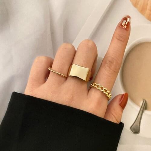 KISS WIFE Fashion Simple Design Vintage Gold Color Joint Rings Sets for Women Jewelry Korean Version Joint Rings Anillos Jewelry