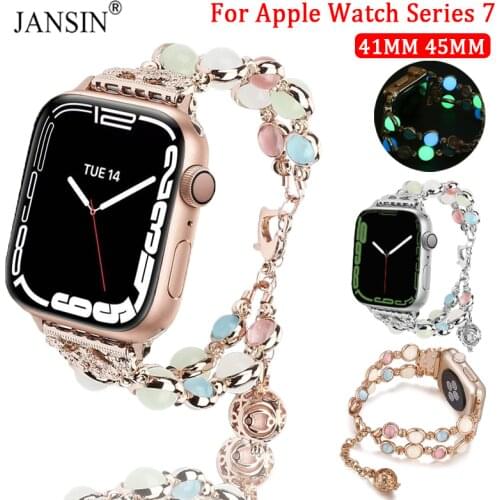 Women Wristband Strap For Apple Watch 6 5 SE Band 40mm 44mm Night Luminous Pearl Bracelet For Apple Watch 3 2 1 Bands 42mm 38mm