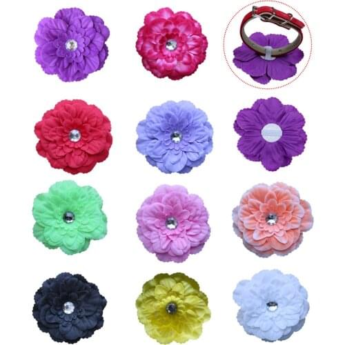 Remove Pet Collar Charms 30pcs Pet Dog Cat Collar Bowties Fashion Big Flower Diamond Design Pet Supplies Grooming Accessories