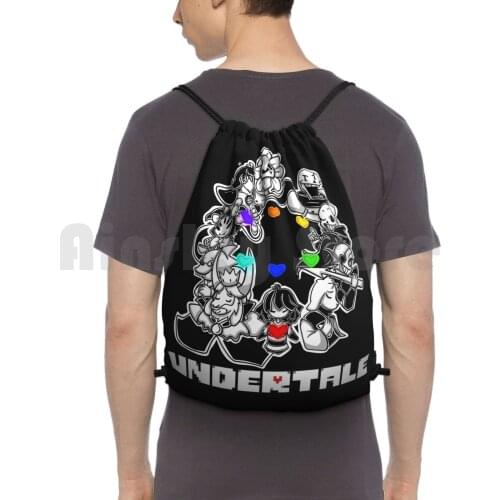 Undertale Backpack Drawstring Bags Gym Bag Waterproof Undertale Sans Papyrus Skeleton Spooky Cute Kawaii Gaming Game