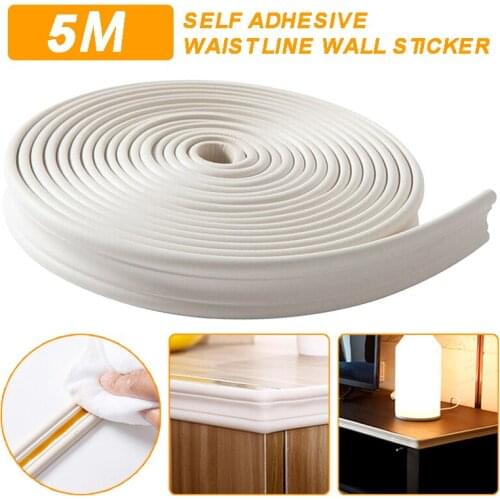 Waterproof Wall Trim Line Skirting Border 3D Pattern Sticker Decoration Self Adhesive Strip Anti-collision Foam Skirting Border
