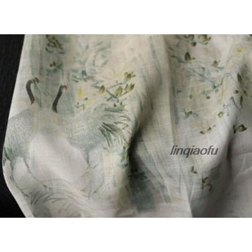 High-end clothing linen fabric Dress robe ramie advanced digital printing fabric