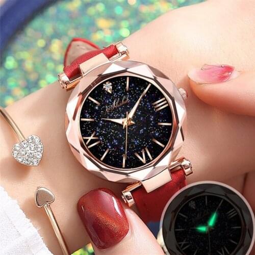 Women Watch Rhinestone Romantic Starry Sky WristWatch Fashion Ladies Leather Watch Clock for Women Relogio Feminino Montre Femme