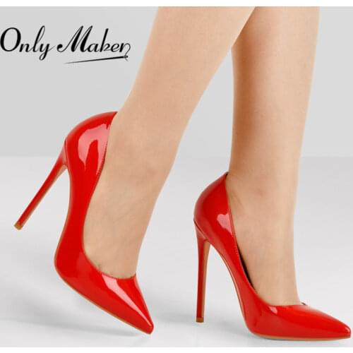 Onlymaker Womens Plus Big Size 15 Basic Shoes Sexy Pointed Toe High Heel Slip On Stiletto Pumps Customizable heel 8-12cm