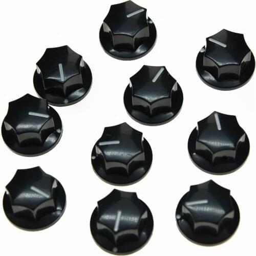 10x Black Small Size MXR Style Skirted AMP Knob Effects Pedal Knobs Brass Insert