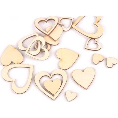 18pcs New Mixed Hollow Heart Pattern Wood DIY Crafts Scrapbooking For Wooden Ornaments Handmade Home Decoration Arts m2167
