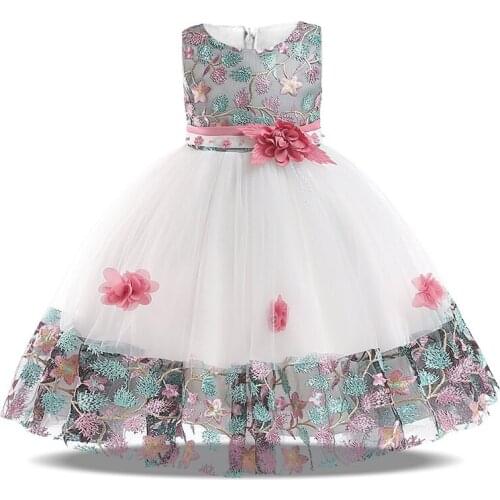 2020 Summer Bridesmaid Dress For Girls Dresses Kids Clothes Embroidery Wedding Tutu Dress Girl Birthday Party Children Ceremony