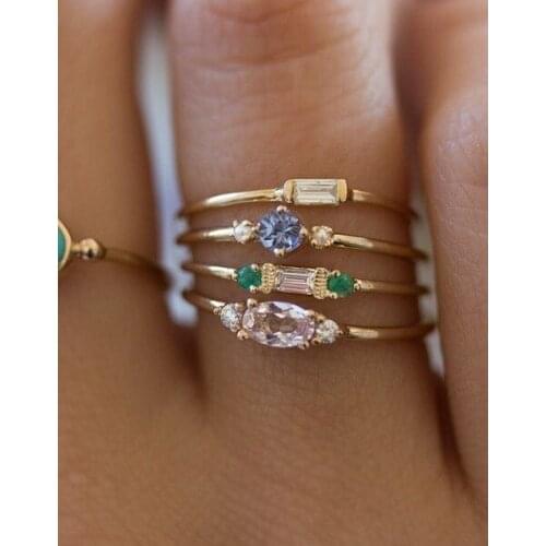 4pcs Minimalist Ring CZ Ring Stacking Ring Set Engagement Jewelry Dainty Delicate Accessories