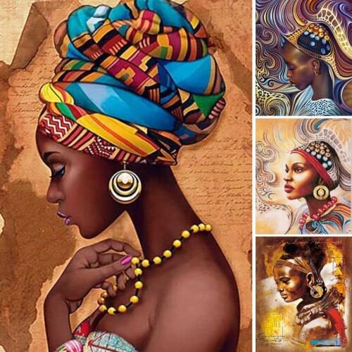 5D DIY Diamond Painting Black Woman Cross Stitch Kits Full Drill Square Embroidery Mosaic Art Picture Of Rhinestones Decoration