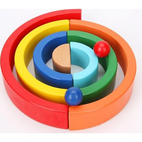 9pcs Wooden Rainbow Stacking Toy Color Sorting Toys Funny Stacker Building Blocks Early Educational for Kids Toddlers