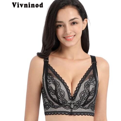 Womens Sexy Plus Size Bras Adjustable Breathable Extra-Elastic Translucent Bra Push Up Wire Free sexy beauty back lace push bra