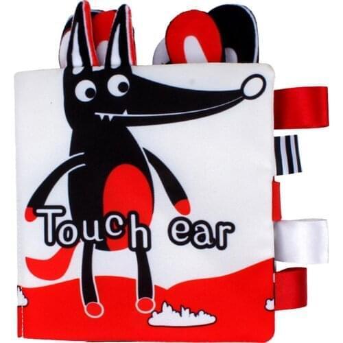 Baby 3D Animal Cloth Book Soft Washable Activity Book Interactive Toy Montessori Educational Red Visual Label Cloth Book