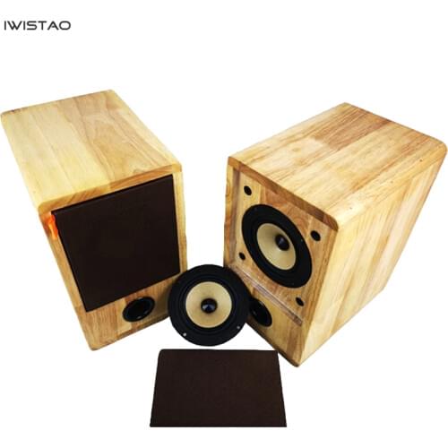 IWISTAO HIFI Speaker Full Range 4 Inches Unit 4 Ohm 15~25W Solid Wood Enclosure 1 Pair Inverted Structure