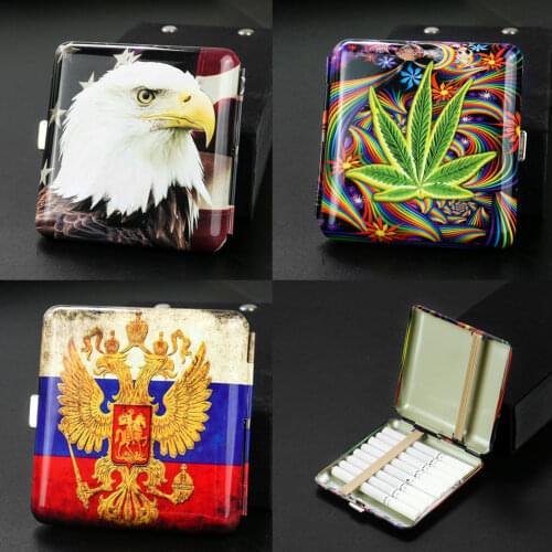 Double-open Russian Double Eagle Head Metal Cigarette Cases 20 Stick Cigarette Tobacco Holder Pocket Box Storage Man Smoker Gift