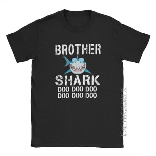 Brother Shark Doo Doo T-Shirt Mens Family Gift Idea Male Tshirt Basic Tees O-Neck Cotton Clothes Funny Graphic T Shirts