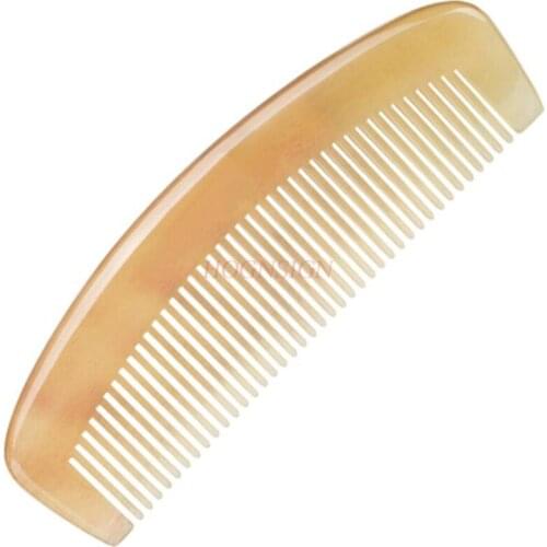Natural Horn Comb Fine Wide Tooth Curly Hair Combs Authentic Yellow Hairbrush Hairdressing Supplies For Female Gift High Grade