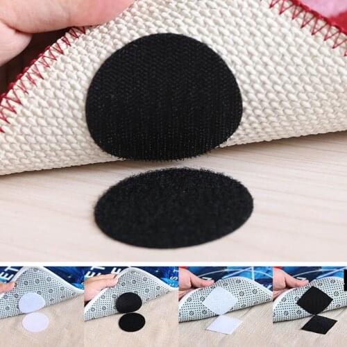 Adhesive Carpet Tape Round/Square Black/White 10Pair/Pack Anti Curling Keep Corners Flat Carpet Sofa Sheets Gripper Non-slip