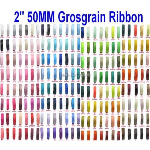 2" 50mm 100% polyester plain solid color grosgrain ribbon gift ribbons and bows accessories