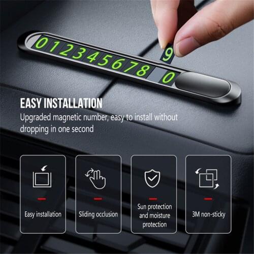 Metal Car Temporary Parking Card Universal Rotate Phone Number Plate Aluminum Stickers Park Stop in Car-styling Auto Accessories