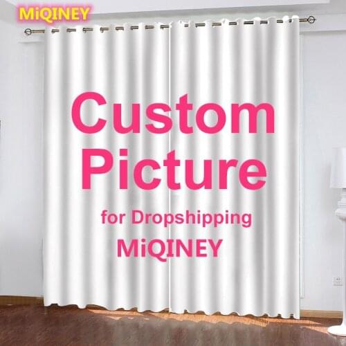 MiQINEY Custom Windows Curtains for Living Room Curtain POD Customized Photo Home Decor with Hooks 2 Panels