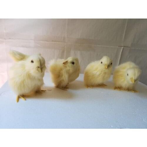 Simulation chicken plastic&fur yellow chick model about 10cm, sounds cluck chick, one lot/ 4 pieces,baby toys gift w0127