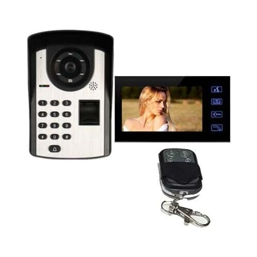 MOUNTAINONE 7" Screen Video Door Phone Doorbell Intercom System+Waterproof Fingerprint Code Keypad Remote Access Door Camera 1V1