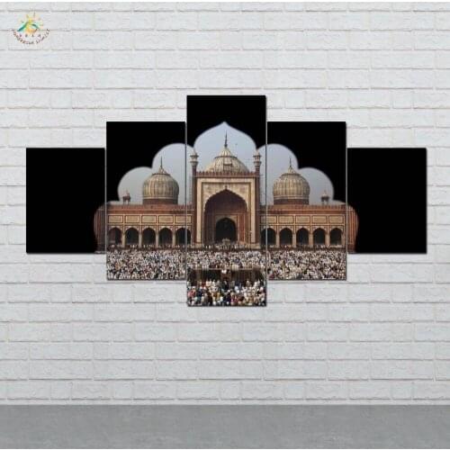 Muslim Pilgrimage Building Wall Art Canvas Painting Posters and Prints Decorative Picture Decoration Home 5 Pieces