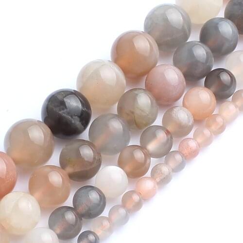 Mixed Stone Beads Natural Moon Stone Sun Stone Tourmaline Stone Beads For Jewelry Making 15inch Spacer Round Beads diy Bracelet