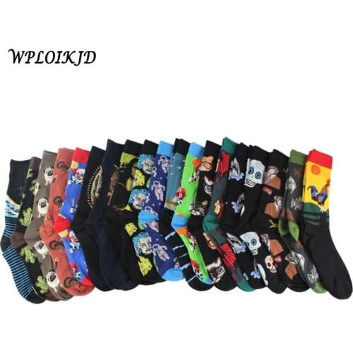 Hip Hop Creative Funny Painting Funny Socks Happy Cotton Crew Socks Skarpetki Men Harajuku Wedding Clacetines Hombre Divertidos