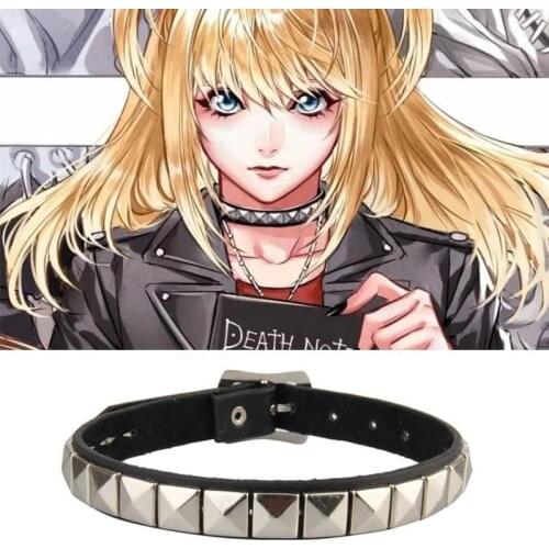 Anime Death Note Misa Amane Choker Necklace For Men Women Hip Hop Punk Rivet Collar Pendant Leather Necklace Cosplay Gifts