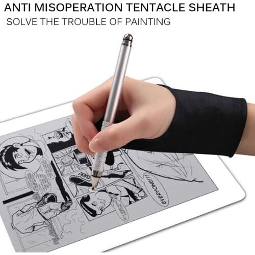 Two-Finger Mitte Artist Anti-Touch Glove For Drawing Tablet Right And Left Hand Glove Anti-Fouling For Ipad Screen Board