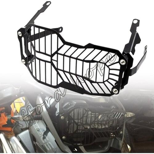 Motorcycle Side Mount Headlight Grille Guard Cover Mask Protector Black Metal For BMW R1200GS ADV (Water Cooled) 2012-16