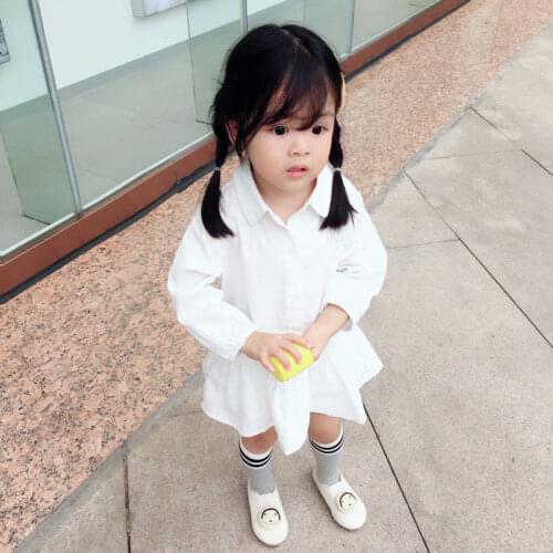 Child shirt girl shirt girls baby autumn cotton long-sleeved shirt skirt sweet princess college white kids shirt dress