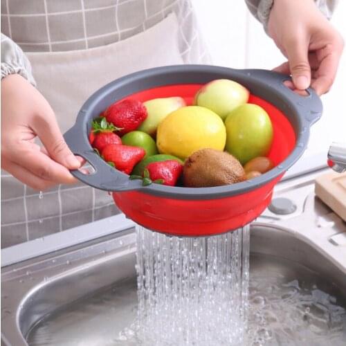 Wonderlife Foldable Drain Basket Colander Fruit Vegetable Washing Basket Strainer Collapsible Drainer With Handle Kitchen