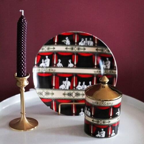 European Retro Opera Style 8" Plate Candelabra Candle Holder Jar Storage Ceramic Home Decoration Jewerlly Storage Box