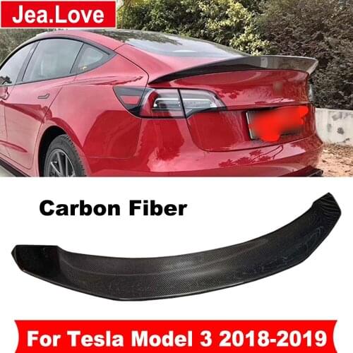 V Type Real Carbon Fiber Material Rear Spoiler Back Trunk Wing Trunk Spoier For Tesla Model 3 Sedan 2018-2019 Car Styling