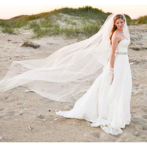 High End Customized Soft Tulle Woman Chapel Bridal Veils White/Ivory Veil for Bridal Simple Long Wedding Veil
