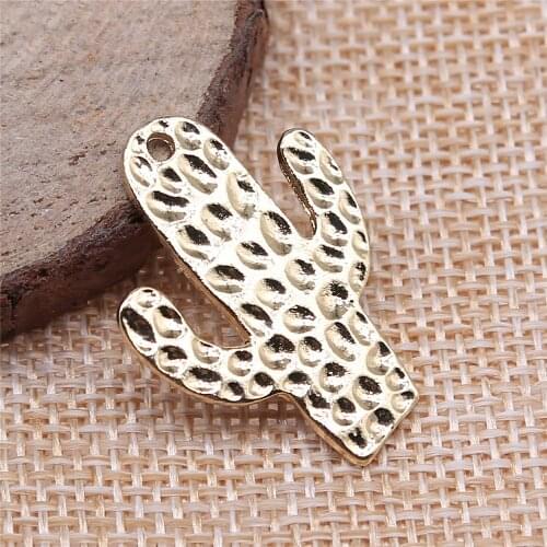 WYSIWYG 2pcs Charms Cactus 22x30mm High Quality KC Gold Pendant Charms For Jewelry Making DIY For Earring Making