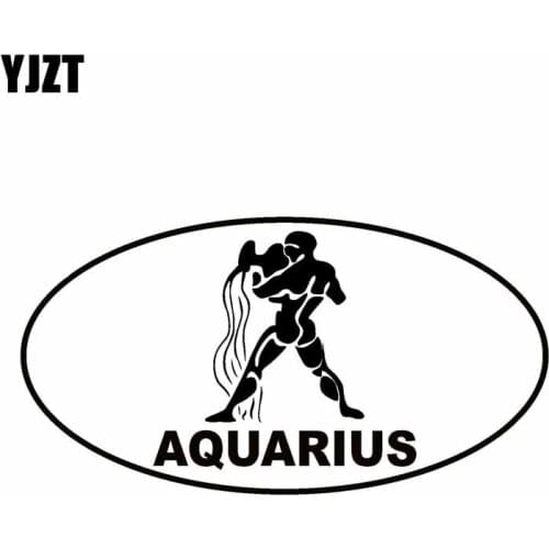 YJZT 15.2CM*8CM AQUARIUS Oval Car Sticker Vinyl Decal Zodiac Horoscope Black Silver C10-01467