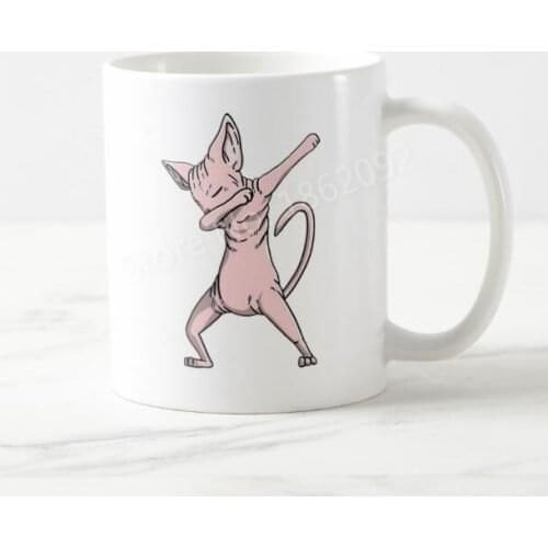 Funny Sphynx Cat Dabbing Coffee Mug Tea Cup Novelty Sphynx Cats Dab Beer Mugs Cup for Sphynx Kitten Lover Dad Mom Birthday Gifts