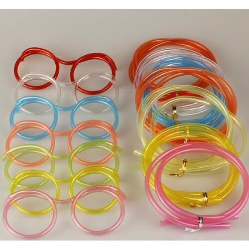 Funny Soft Glasses Straw Unique Flexible Drinking Tube Kids Party Accessories Crazy Diy Straws for Birthday Party Supplies