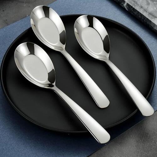 1Pcs 304 Stainless Steel Flat Bottom Spoon Chinese Stainless Steel Spoon Student Dining Spoon Stainless Steel Tableware