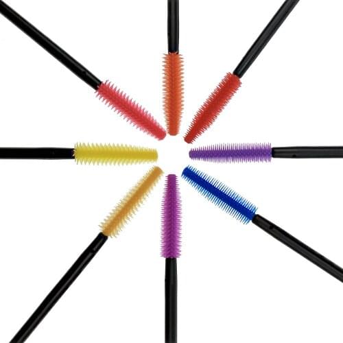 100 Pcs/pack Makeup Tools Disposable Colorful Silicone Mascara Wand Brush For Eyelash Extension