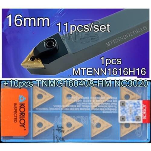 11pcs/set MTENN1616H16 16mm 1pcs+TNMG160408 -HM NC3020 10pcs Processing steel Free shipping