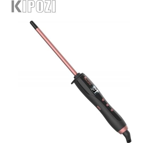 KIPOZI Thin Curling Wand 3/10 Inch Small Curling Wand for Short & Long Hair Ceramic Barrel Curling Wand Dual Voltage Hair Curler