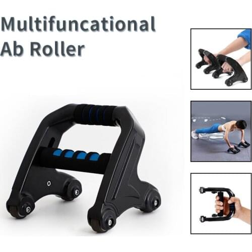 3 In 1 Multifuncational Abdominal Roller Push Up Shelf Hand Strengthen Gripper Gym Home Fitness Strength Traning Equipment