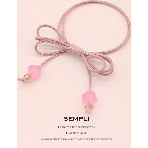 5 Colors Nylon Rubber Cute Small Flower For Girls Elastic Hair Bands Pink Black Bandans headwear women Kids Hair Accessories