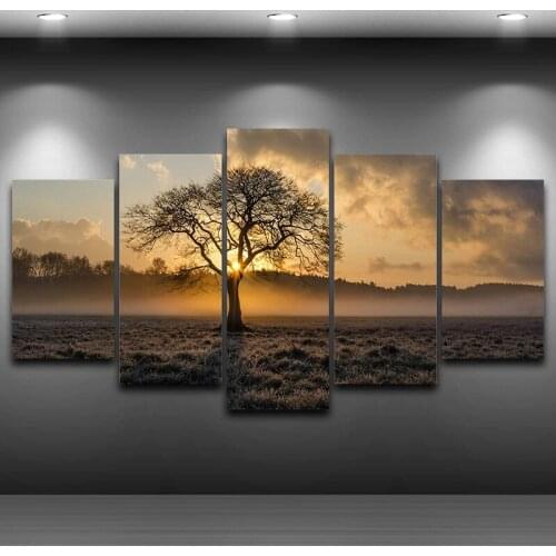 5 Pieces Large Canvas Painting Pictures for Home Decoration Sunset Landscape HD Spray Canvas for Home Decoration