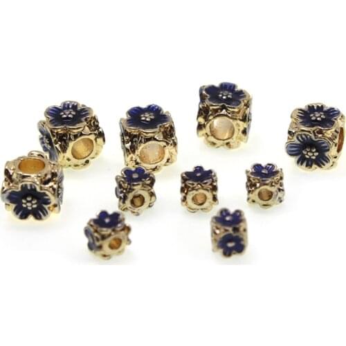 5pcs/lot Cloisonne Enamel 5mm 7.5mm Larger Hole Square Loose Spacer Beads for Jewelry Making Bracelet Necklace DIY Accessories
